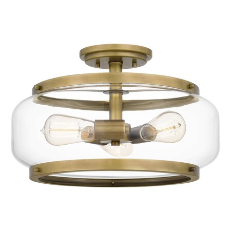 Quoizel Tapley 3-Light Weathered Brass Semi-Flush Mount TPY1715WS